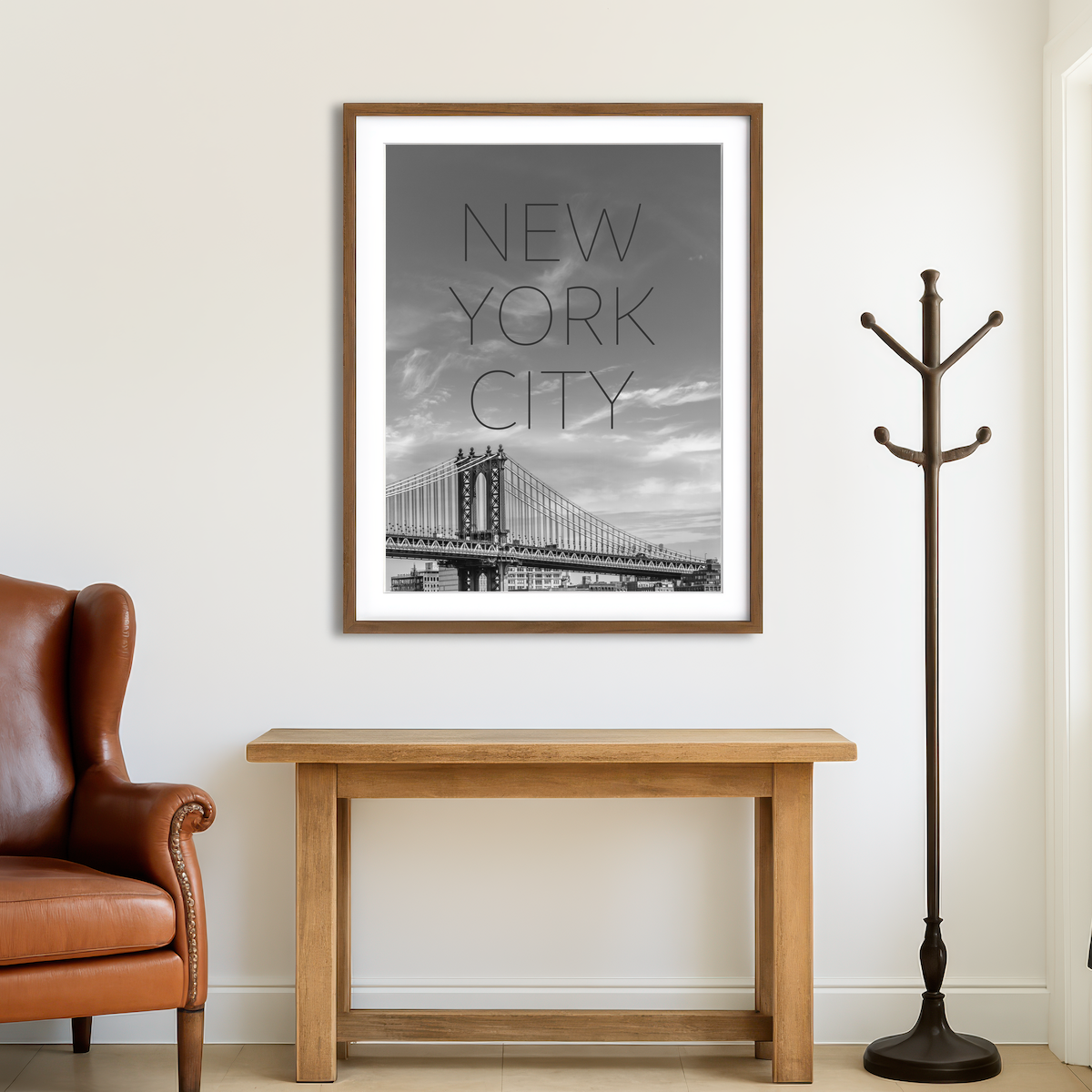 AUTO-MOCKUP ROOM | NYC Manhattan Bridge Text Wall Art