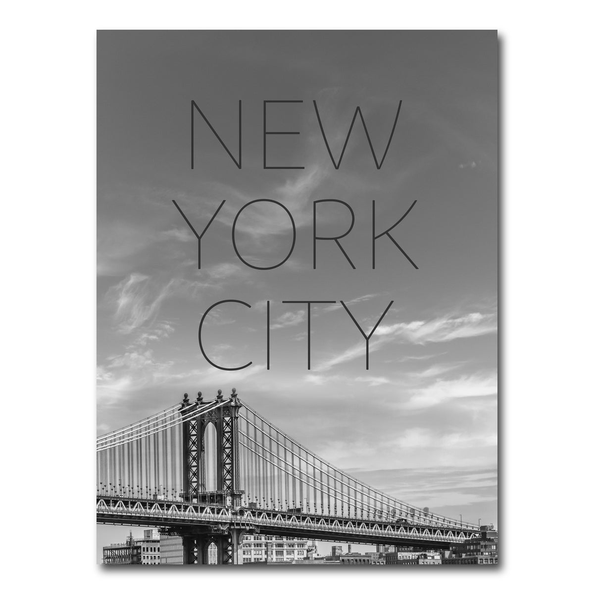 AUTO-MOCKUP WHITE | NYC Manhattan Bridge Text | 1 Piece | Gallery Wrap Canvas | group=3x4