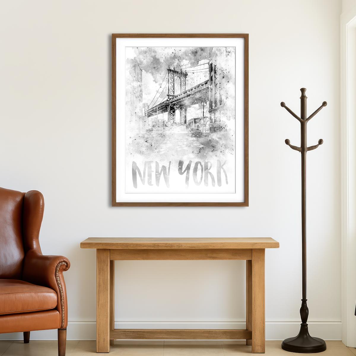 AUTO-MOCKUP ROOM | NYC Manhattan Bridge Wall Art