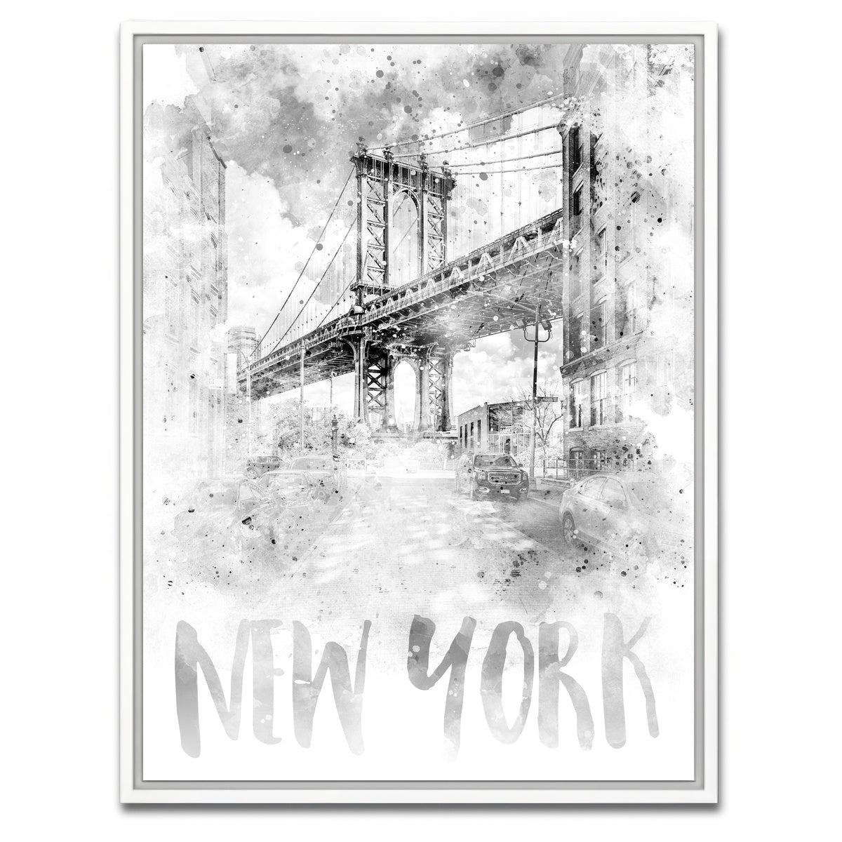 AUTO-MOCKUP WHITE | NYC Manhattan Bridge | 1 Piece | White Framed Canvas | group=3x4