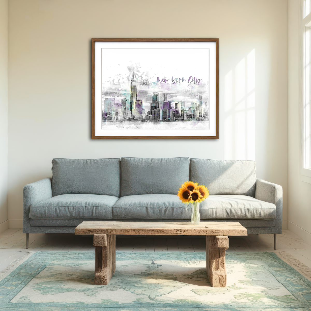 AUTO-MOCKUP ROOM | NYC Manhattan Skyline Wall Art