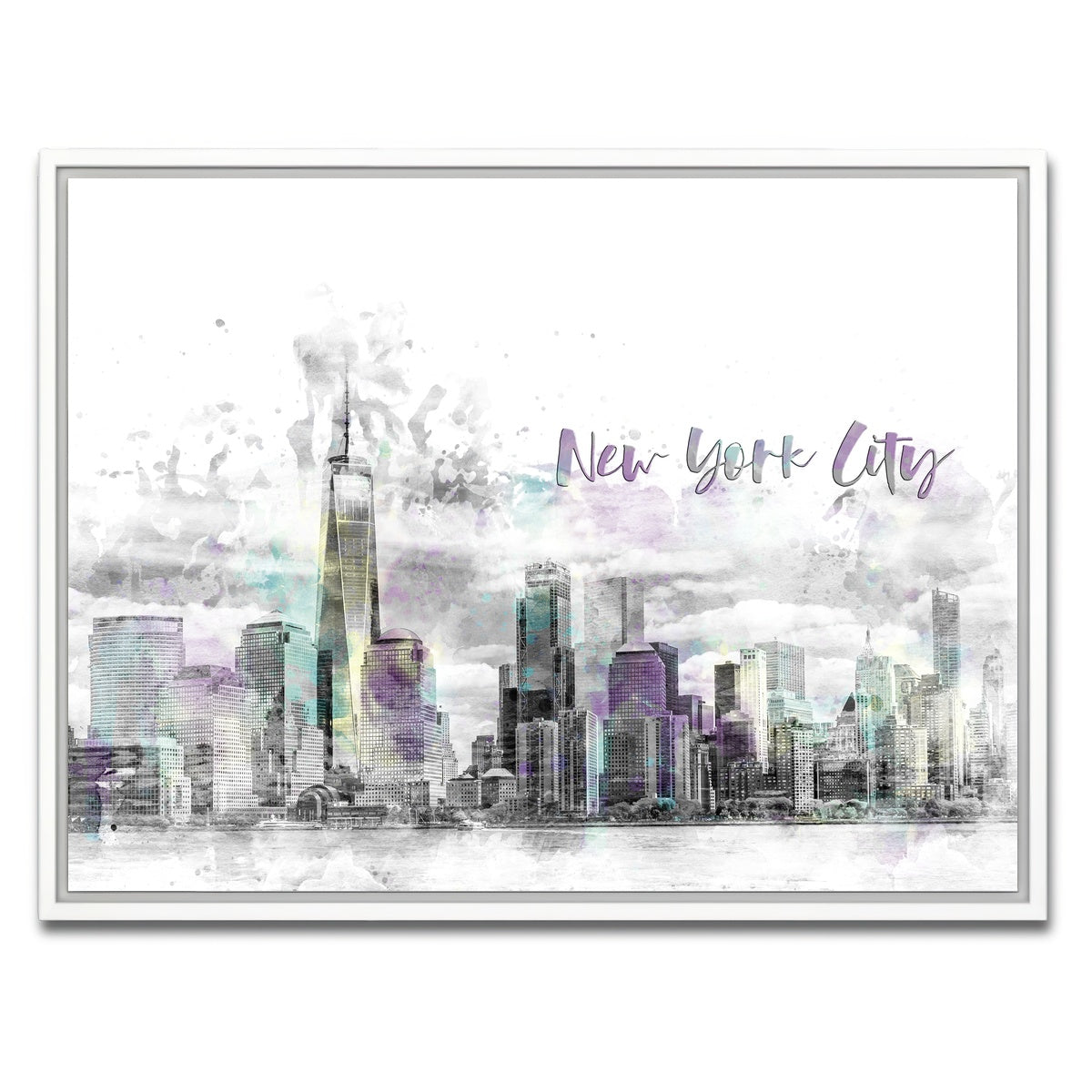 AUTO-MOCKUP WHITE | NYC Manhattan Skyline | 1 Piece | White Framed Canvas | group=4x3