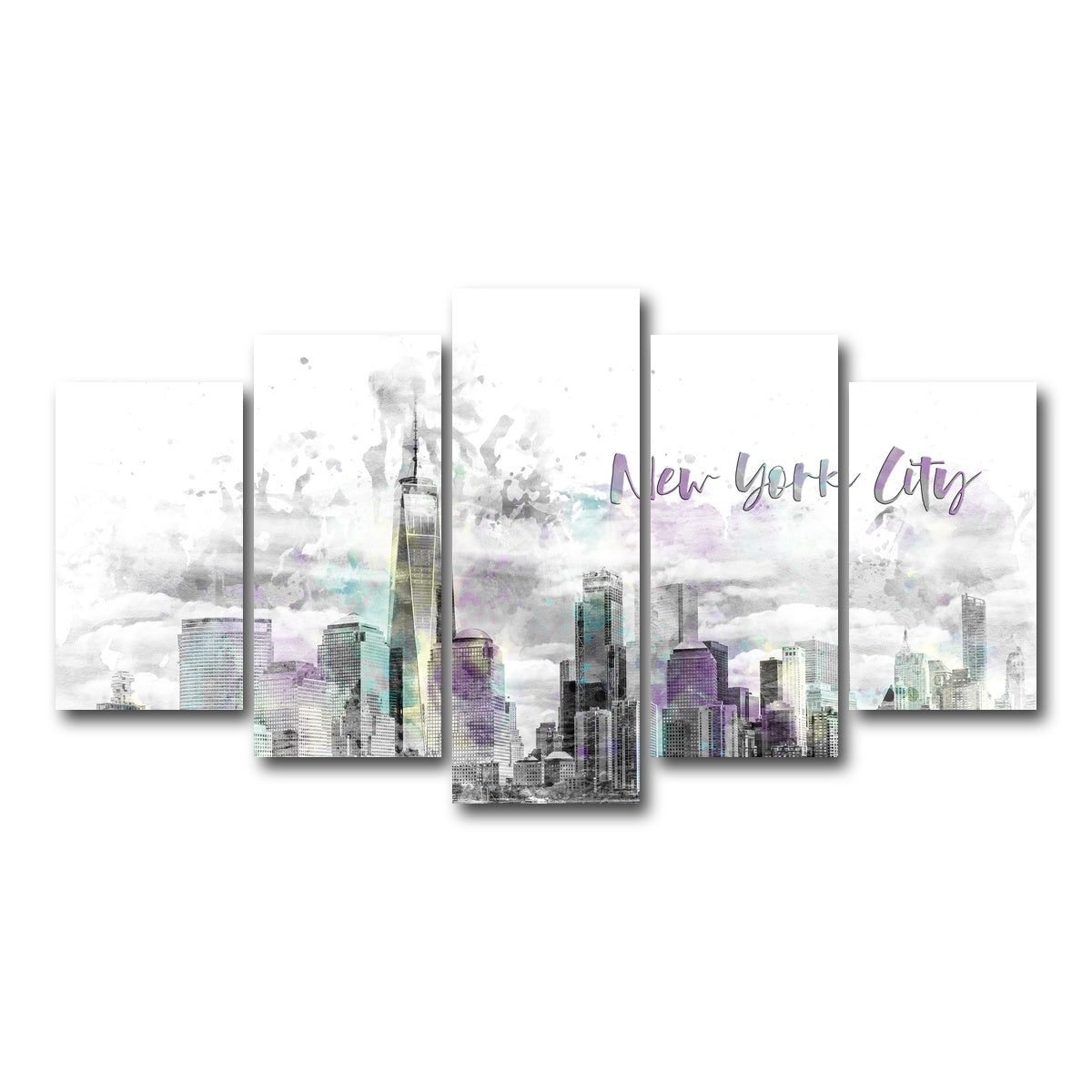 AUTO-MOCKUP WHITE | NYC Manhattan Skyline | 5 Piece | Gallery Wrap Canvas | group=5_normal