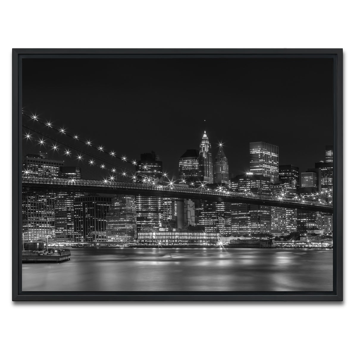 AUTO-MOCKUP WHITE | NYC Nightly Impressions - Panoramic | 1 Piece | Black Framed Canvas | group=4x3