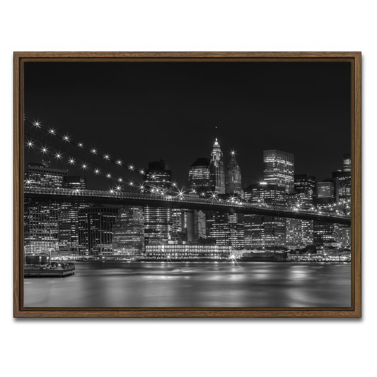 AUTO-MOCKUP WHITE | NYC Nightly Impressions - Panoramic | 1 Piece | Walnut Framed Canvas | group=4x3