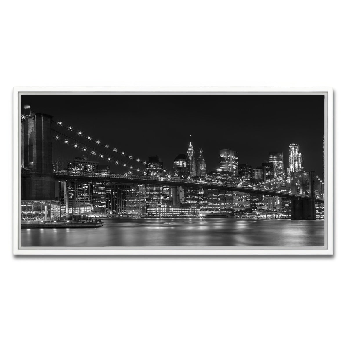 AUTO-MOCKUP WHITE | NYC Nightly Impressions - Panoramic | 1 Piece | White Framed Canvas | group=2x1