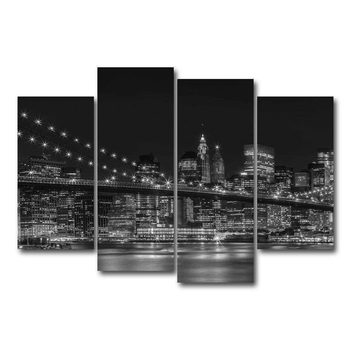 AUTO-MOCKUP WHITE | NYC Nightly Impressions - Panoramic | 4 Piece | Gallery Wrap Canvas | group=4_short