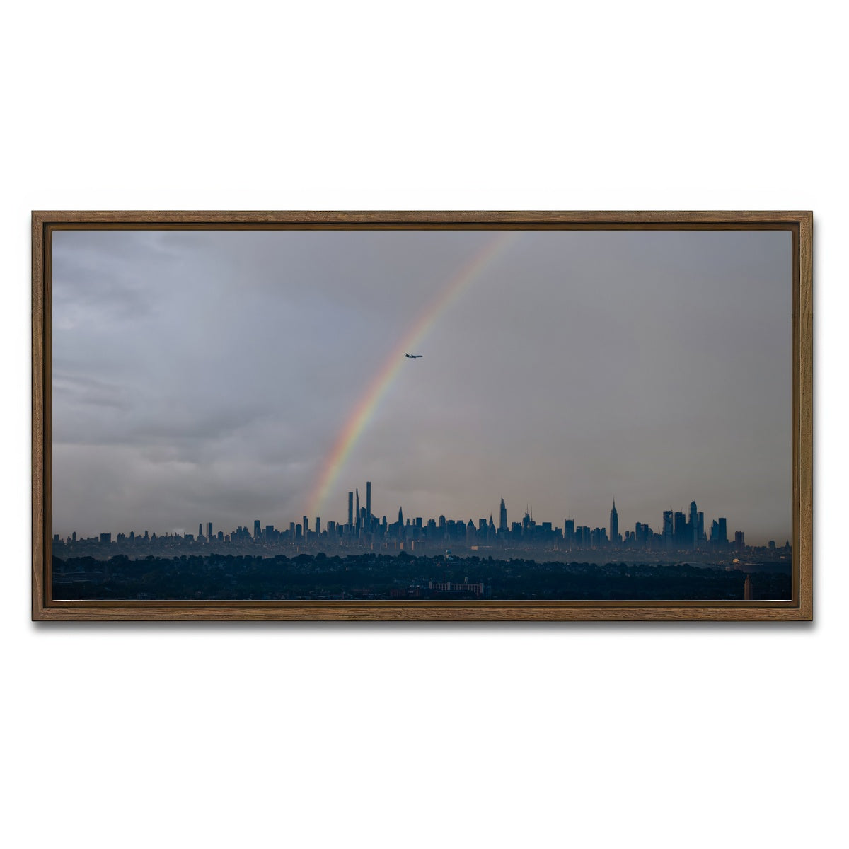 AUTO-MOCKUP WHITE | NYC Rainbow 2 | 1 Piece | Walnut Framed Canvas | group=2x1