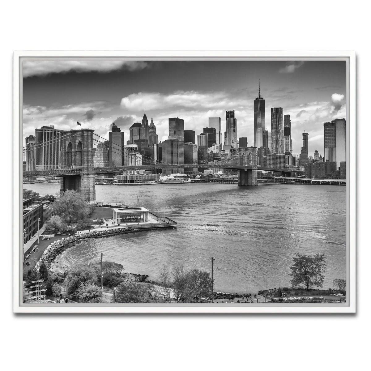 AUTO-MOCKUP WHITE | NYC View from Manhattan Bridge | 1 Piece | White Framed Canvas | group=4x3