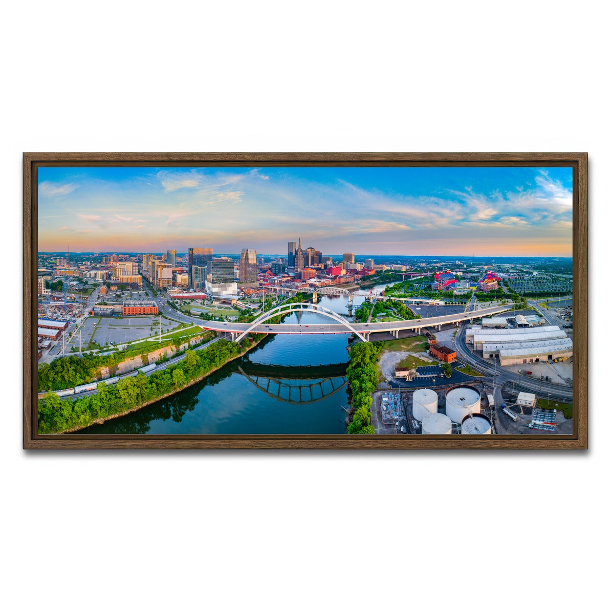 AUTO-MOCKUP WHITE | Nashville Aerial | 1 Piece | Walnut Framed Canvas | group=2x1