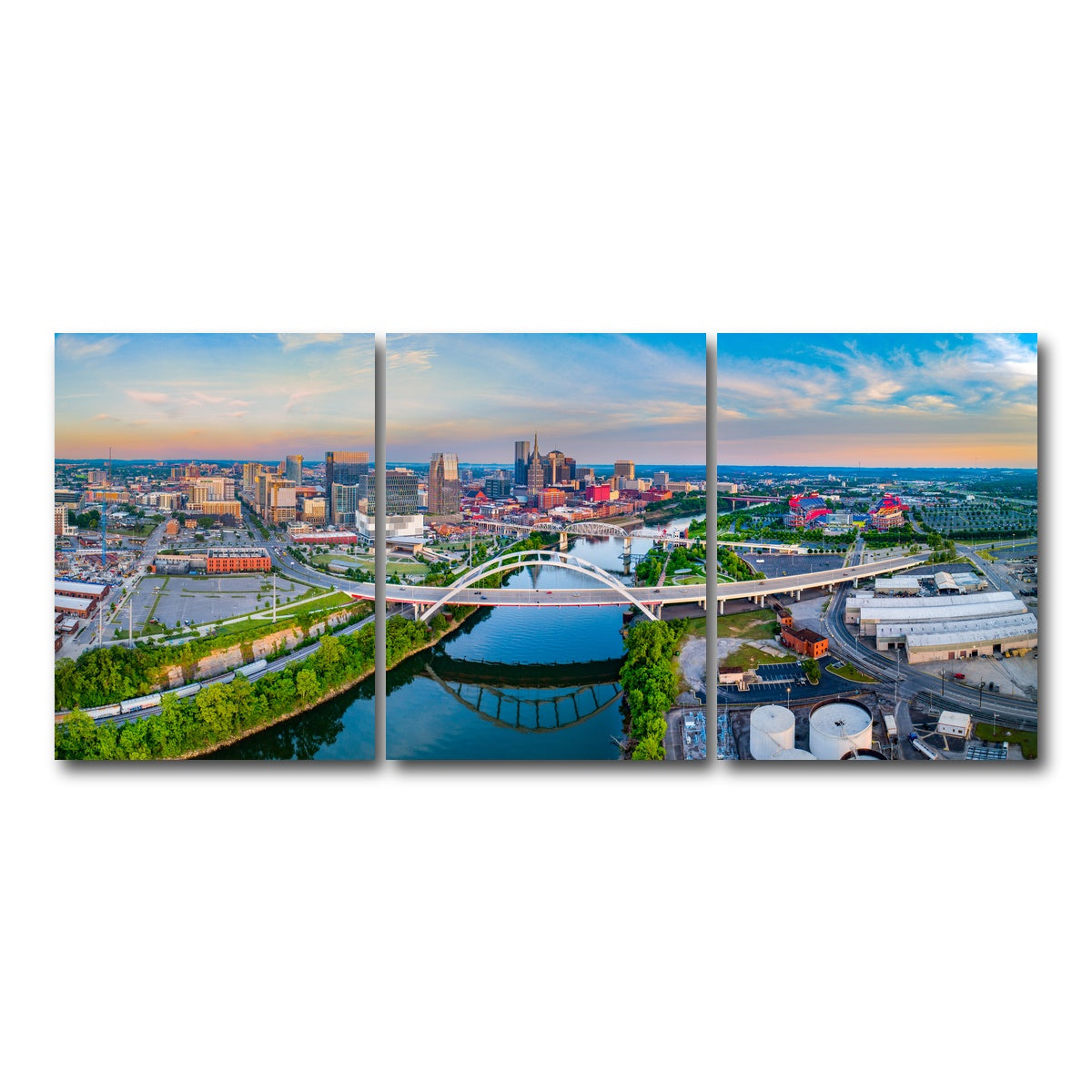 AUTO-MOCKUP WHITE | Nashville Aerial | 3 Piece | Gallery Wrap Canvas | group=18x24