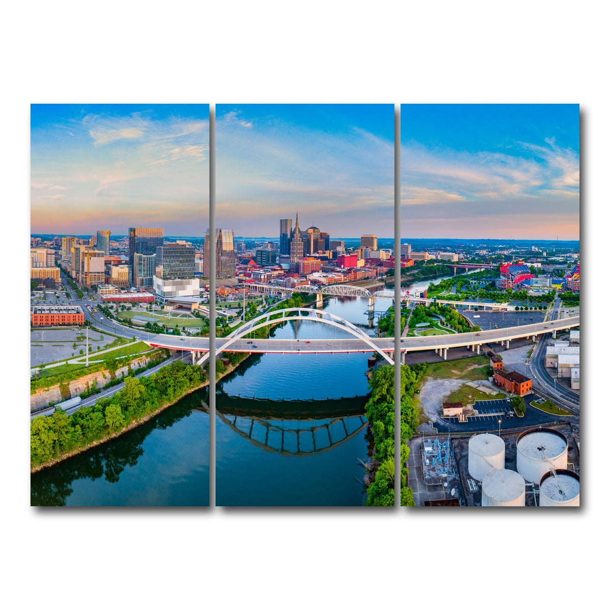 AUTO-MOCKUP WHITE | Nashville Aerial | 3 Piece | Gallery Wrap Canvas | group=8x18