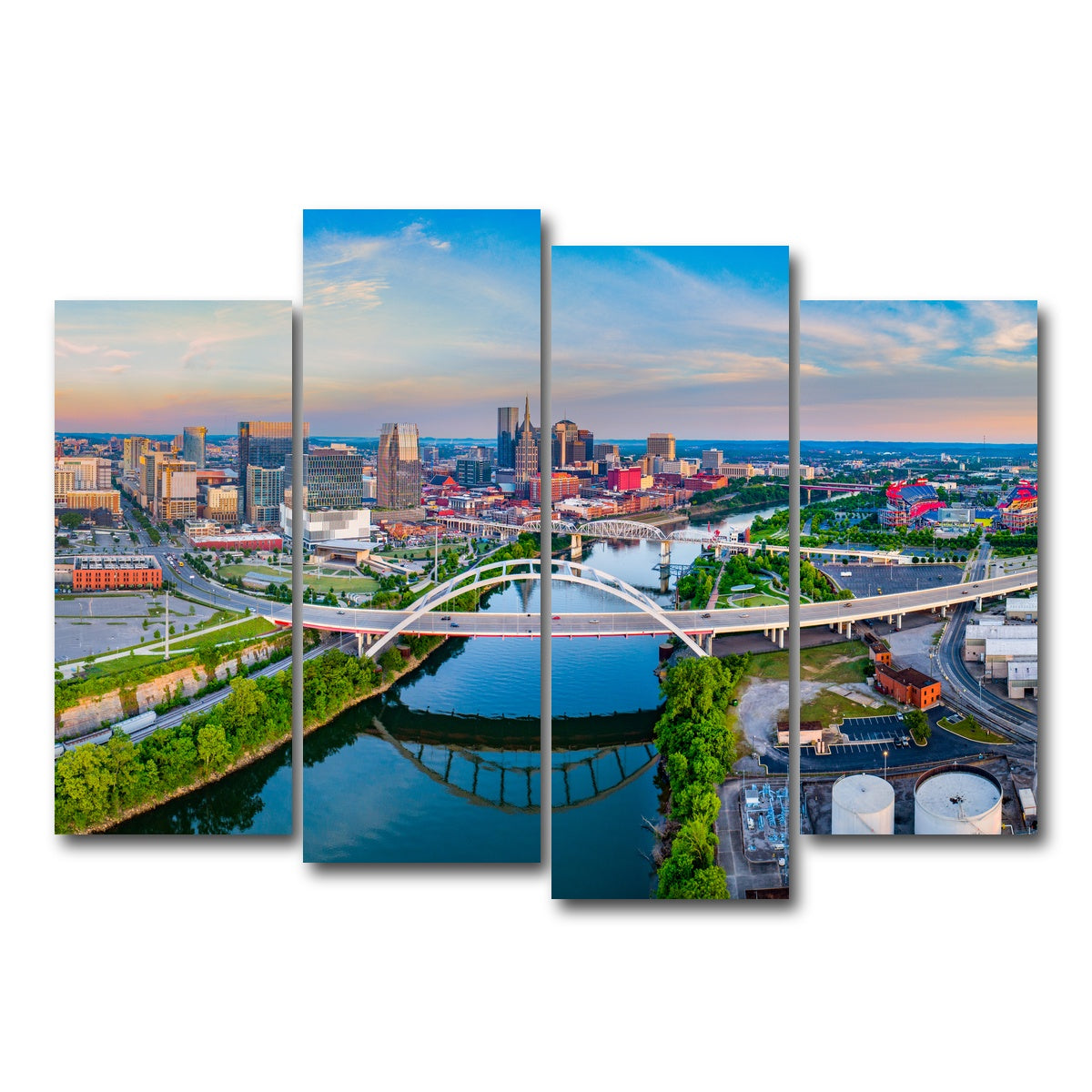 AUTO-MOCKUP WHITE | Nashville Aerial | 4 Piece | Gallery Wrap Canvas | group=4_normal
