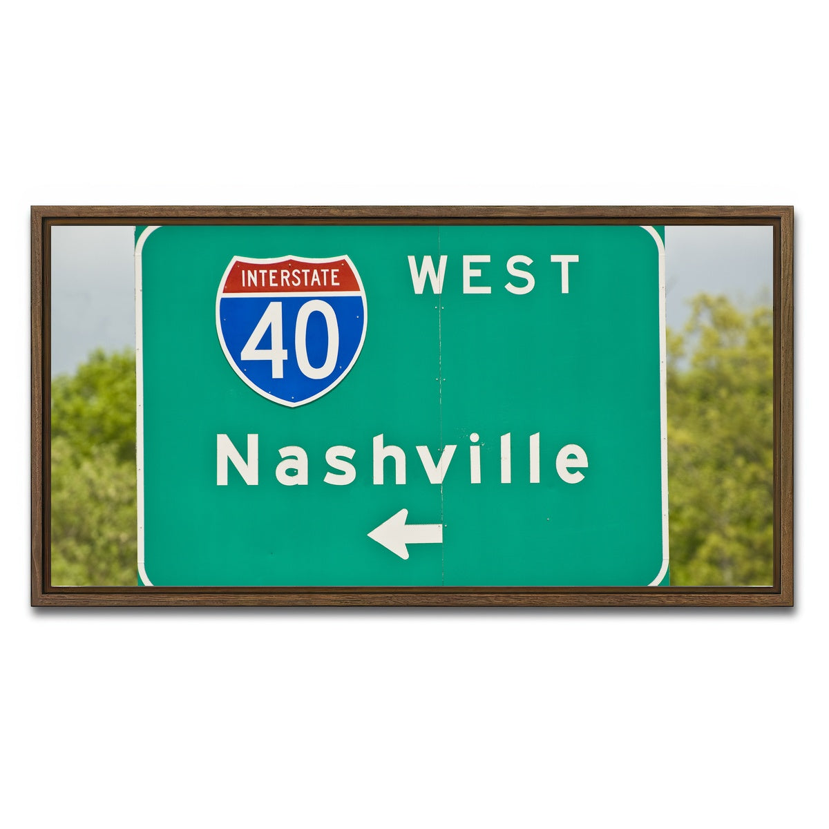 AUTO-MOCKUP WHITE | Nashville Interstate 40 | 1 Piece | Walnut Framed Canvas | group=2x1