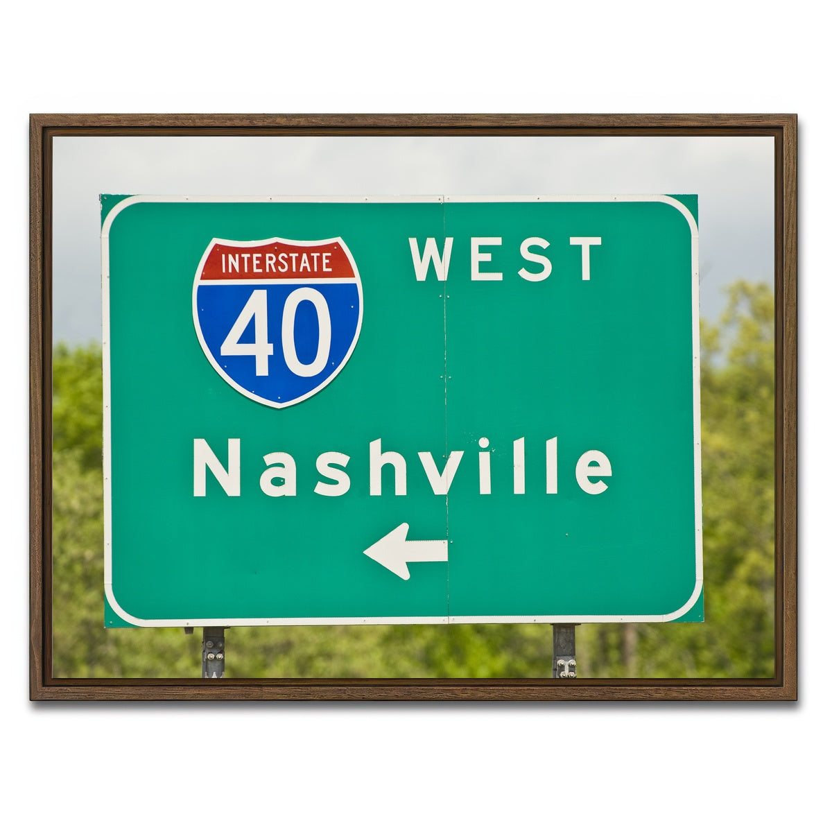 AUTO-MOCKUP WHITE | Nashville Interstate 40 | 1 Piece | Walnut Framed Canvas | group=4x3