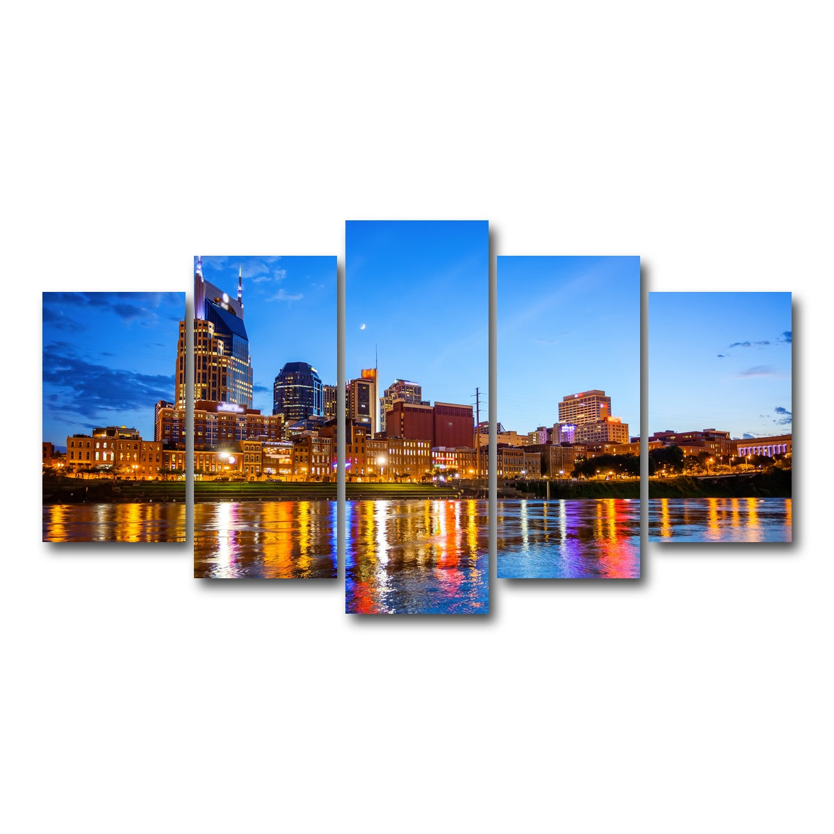 AUTO-MOCKUP WHITE | Nashville Skyline Cumberland River | 5 Piece | Gallery Wrap Canvas | group=5_normal