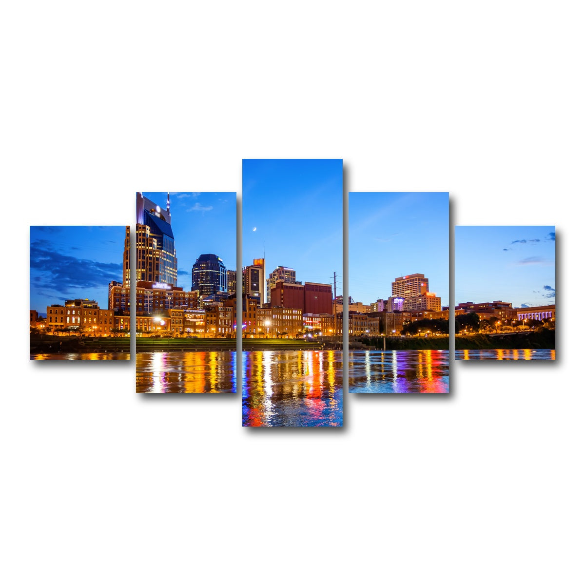 AUTO-MOCKUP WHITE | Nashville Skyline Cumberland River | 5 Piece | Gallery Wrap Canvas | group=5_short