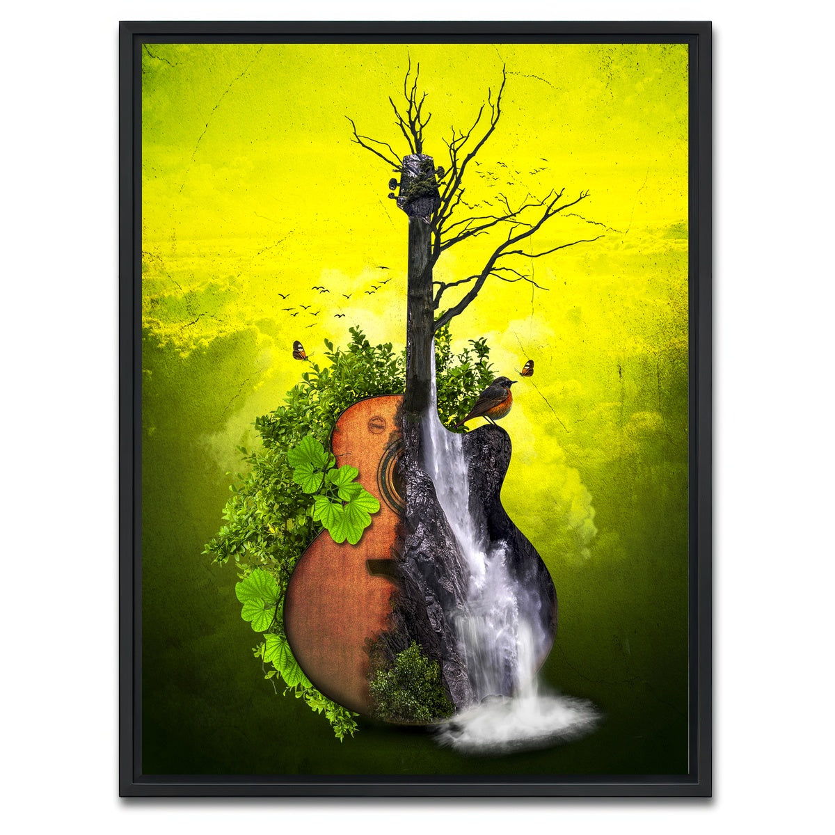 AUTO-MOCKUP WHITE | Nature Guitar | 1 Piece | Black Framed Canvas | group=3x4