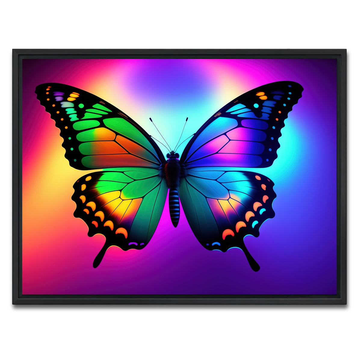 AUTO-MOCKUP WHITE | Neon Butterfly | 1 Piece | Black Framed Canvas | group=4x3