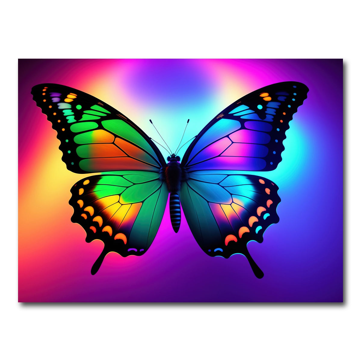 AUTO-MOCKUP WHITE | Neon Butterfly | 1 Piece | Gallery Wrap Canvas | group=4x3
