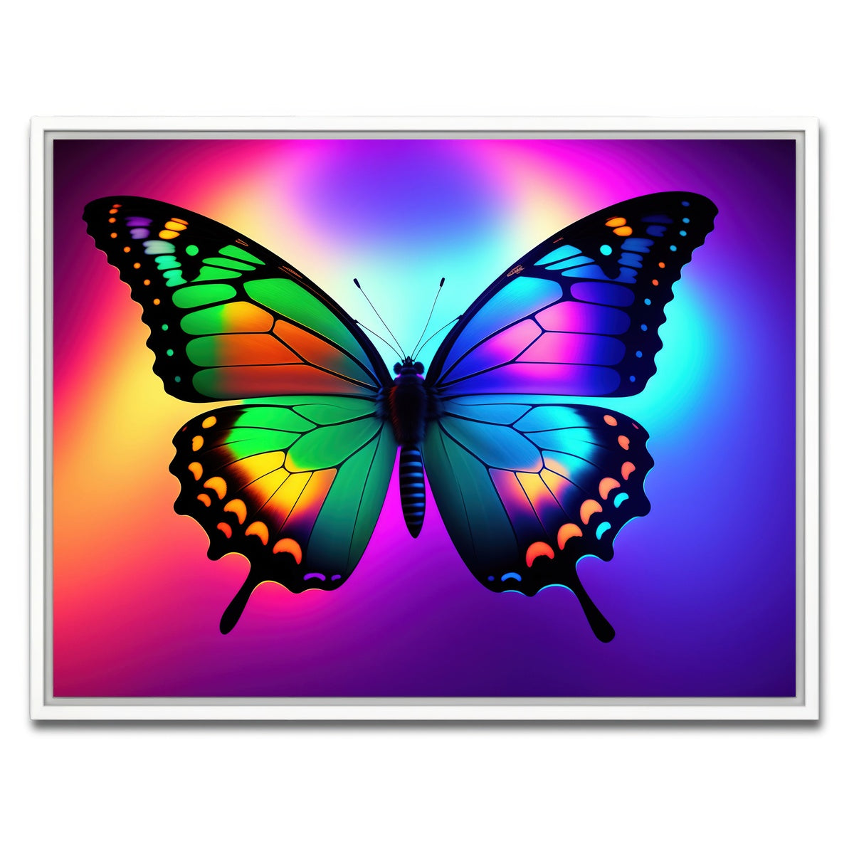 AUTO-MOCKUP WHITE | Neon Butterfly | 1 Piece | White Framed Canvas | group=4x3