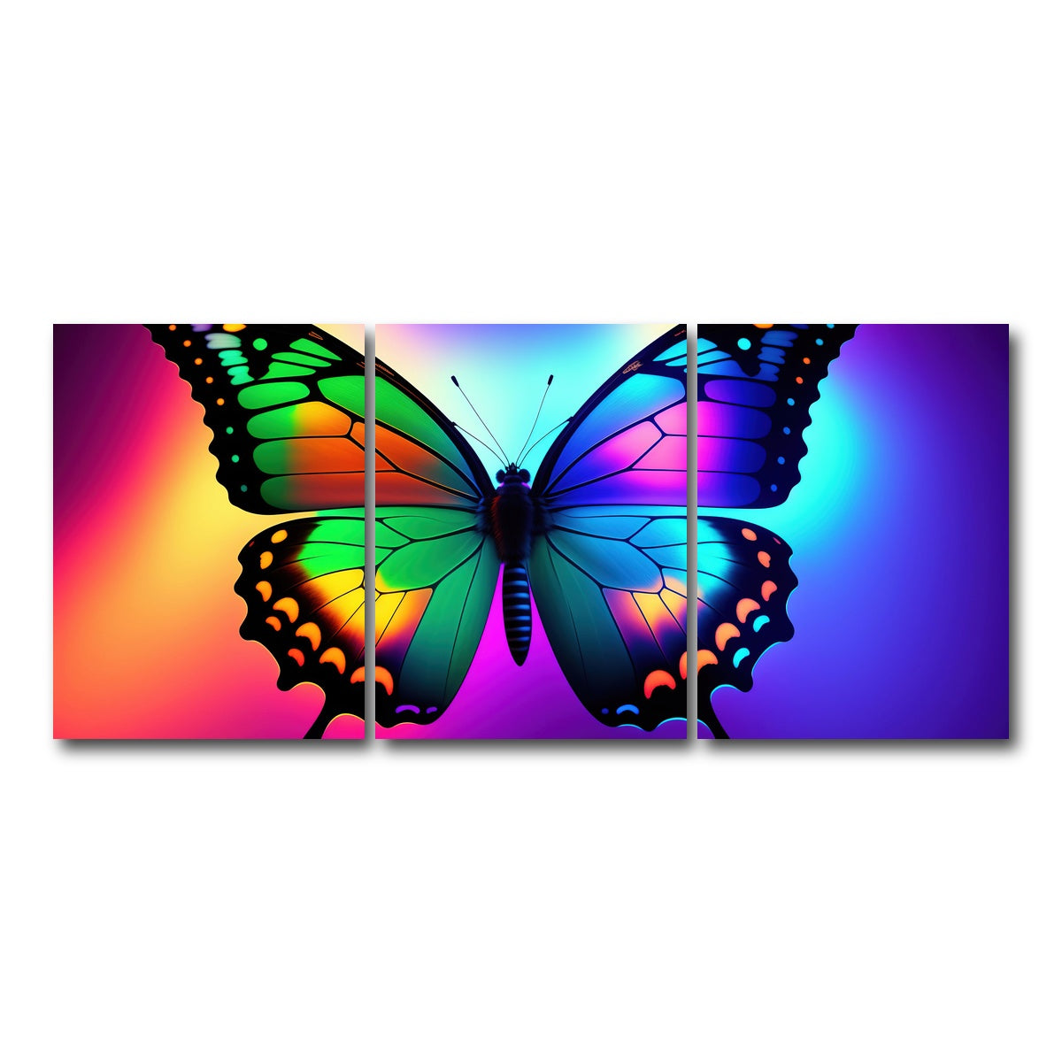 AUTO-MOCKUP WHITE | Neon Butterfly | 3 Piece | Gallery Wrap Canvas | group=18x24