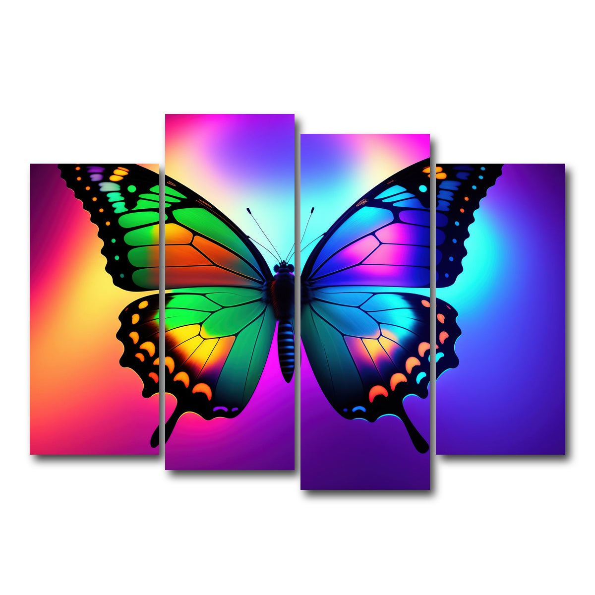 AUTO-MOCKUP WHITE | Neon Butterfly | 4 Piece | Gallery Wrap Canvas | group=4_normal