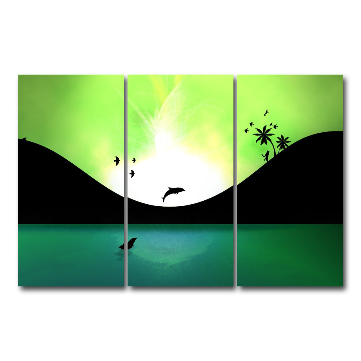 AUTO-MOCKUP WHITE | Neon Sunset Wall Art | 3 Piece | Gallery Wrapped | group=12x24