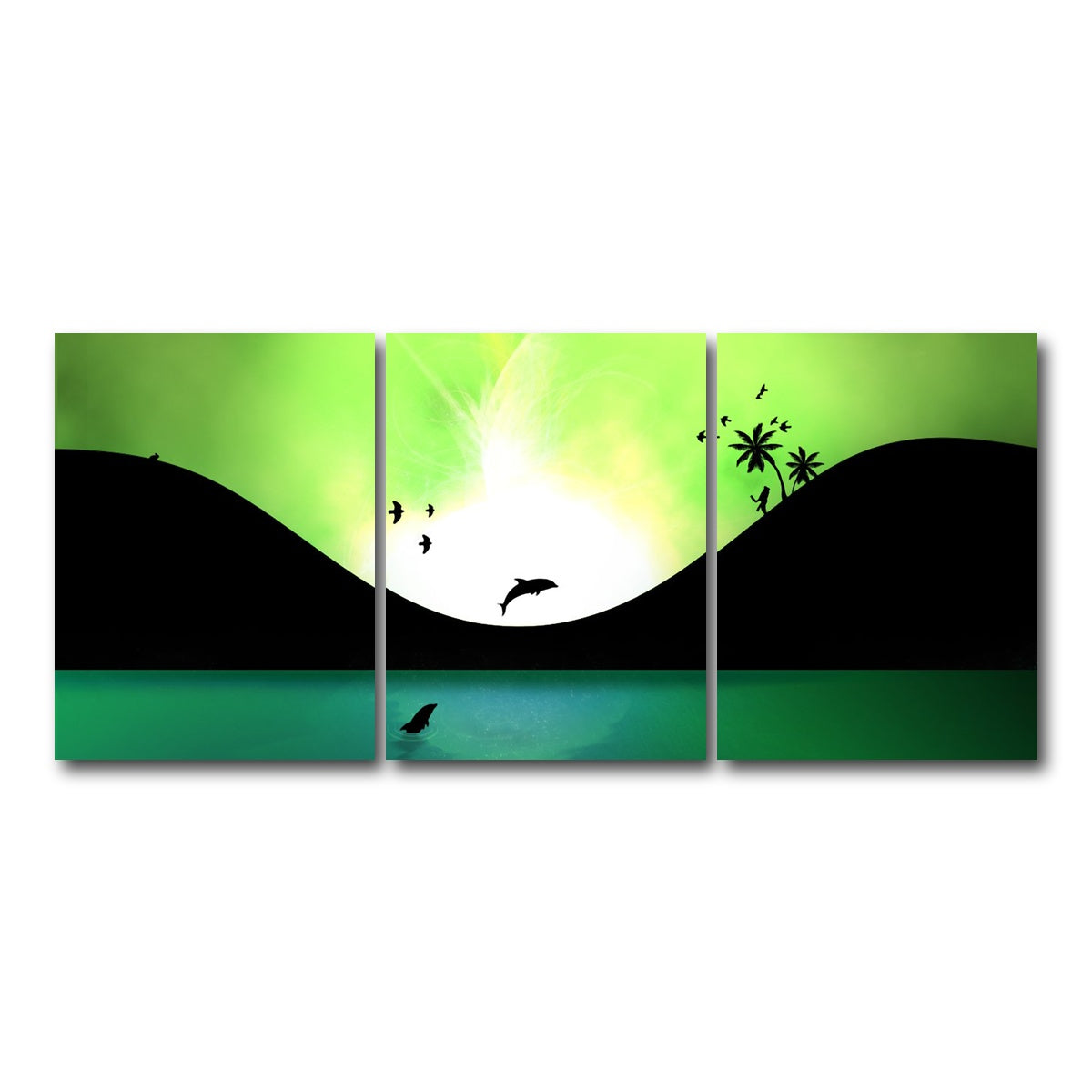 AUTO-MOCKUP WHITE | Neon Sunset Wall Art | 3 Piece | Gallery Wrapped | group=18x24