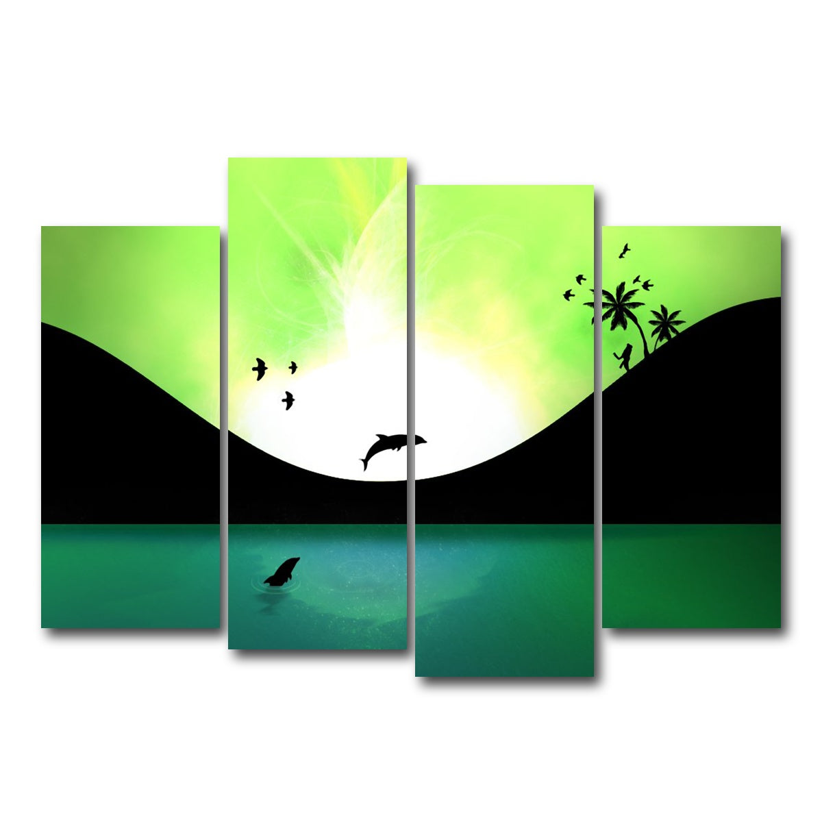 AUTO-MOCKUP WHITE | Neon Sunset Wall Art | 4 Piece | Gallery Wrapped | group=4_normal