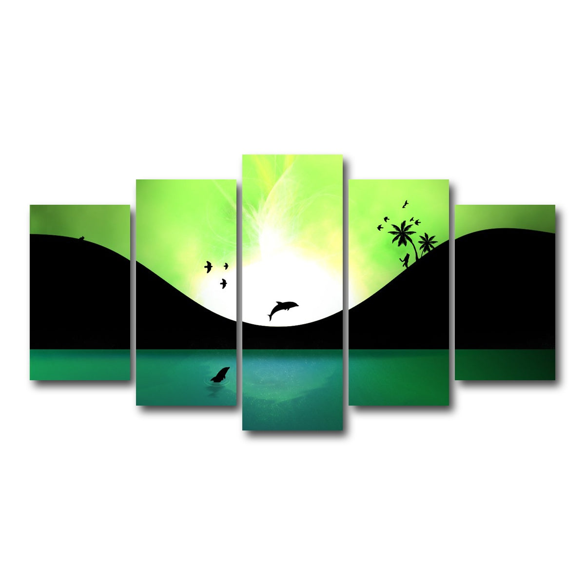 AUTO-MOCKUP WHITE | Neon Sunset Wall Art | 5 Piece | Gallery Wrapped | group=5_normal