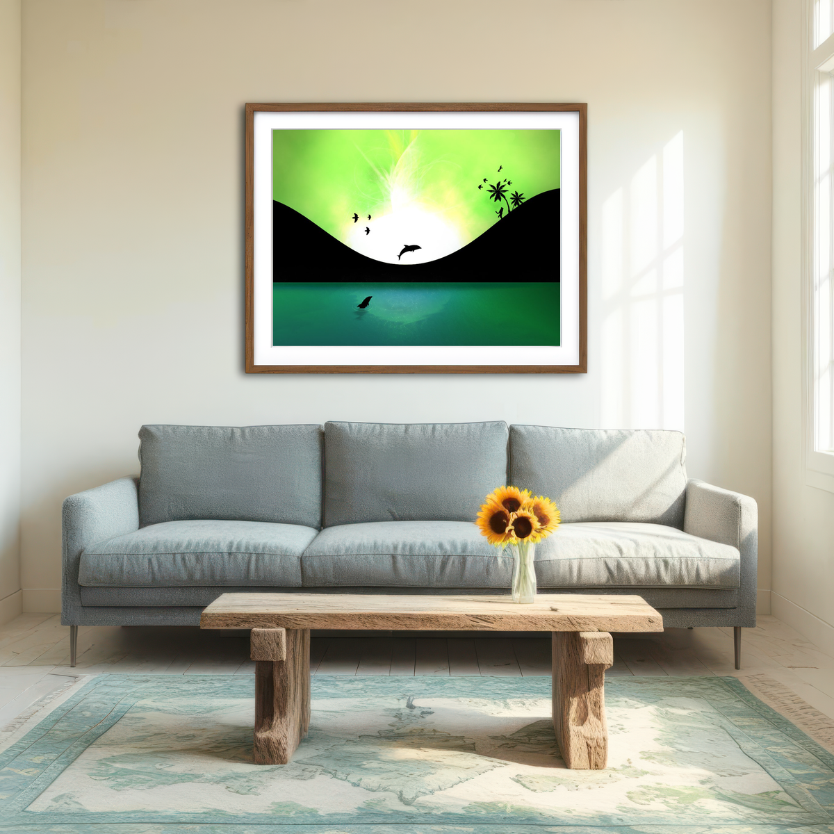 AUTO-MOCKUP ROOM | Neon Sunset Wall Art