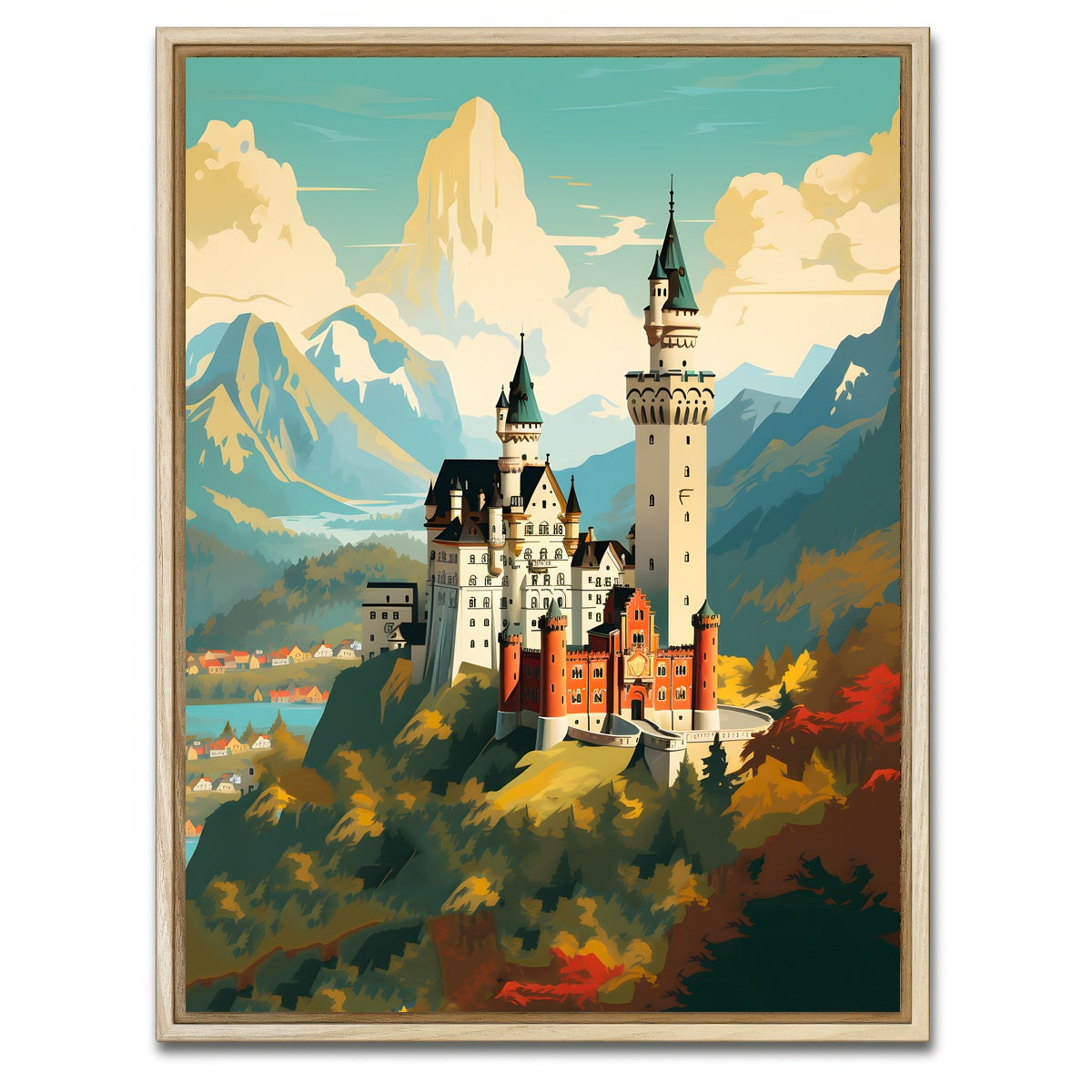 AUTO-MOCKUP WHITE | Neuschwanstein Castle | 1 Piece | Natural Framed Canvas | group=3x4