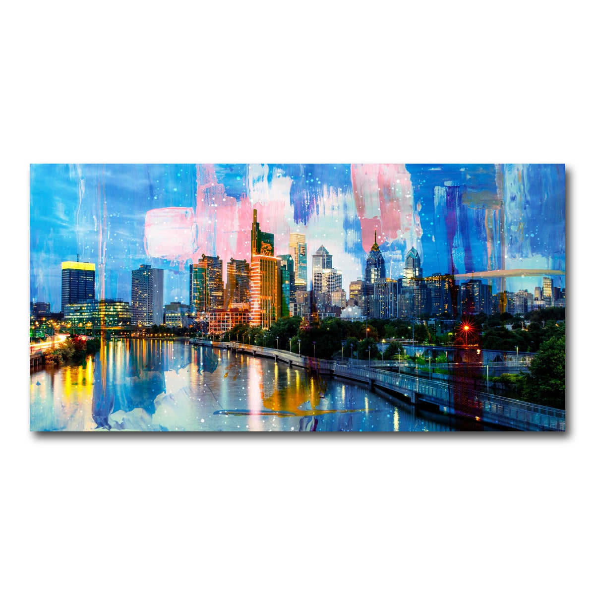 AUTO-MOCKUP WHITE | New Philadelphia Skyline | 1 Piece | Gallery Wrap Canvas | group=2x1