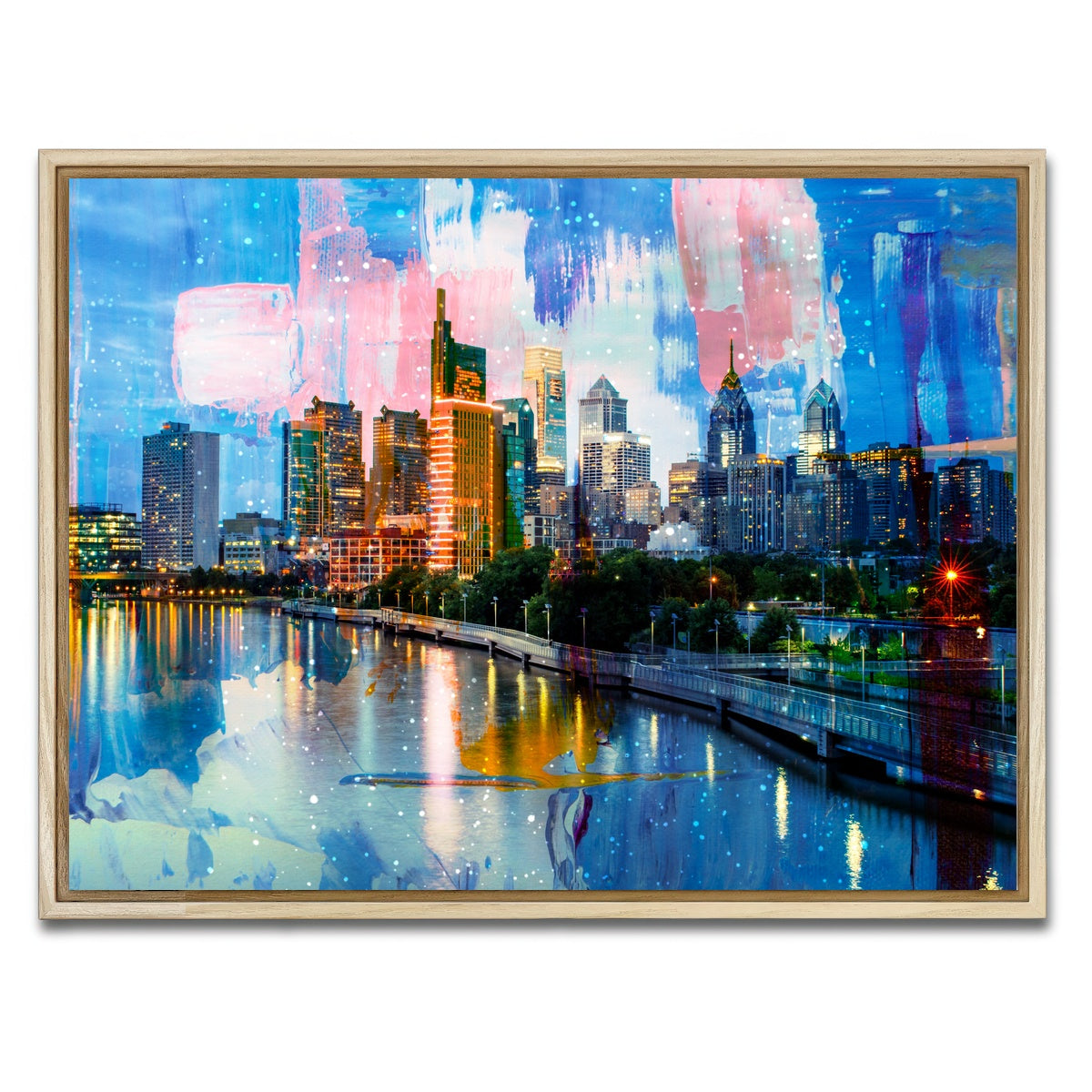 AUTO-MOCKUP WHITE | New Philadelphia Skyline | 1 Piece | Natural Framed Canvas | group=4x3