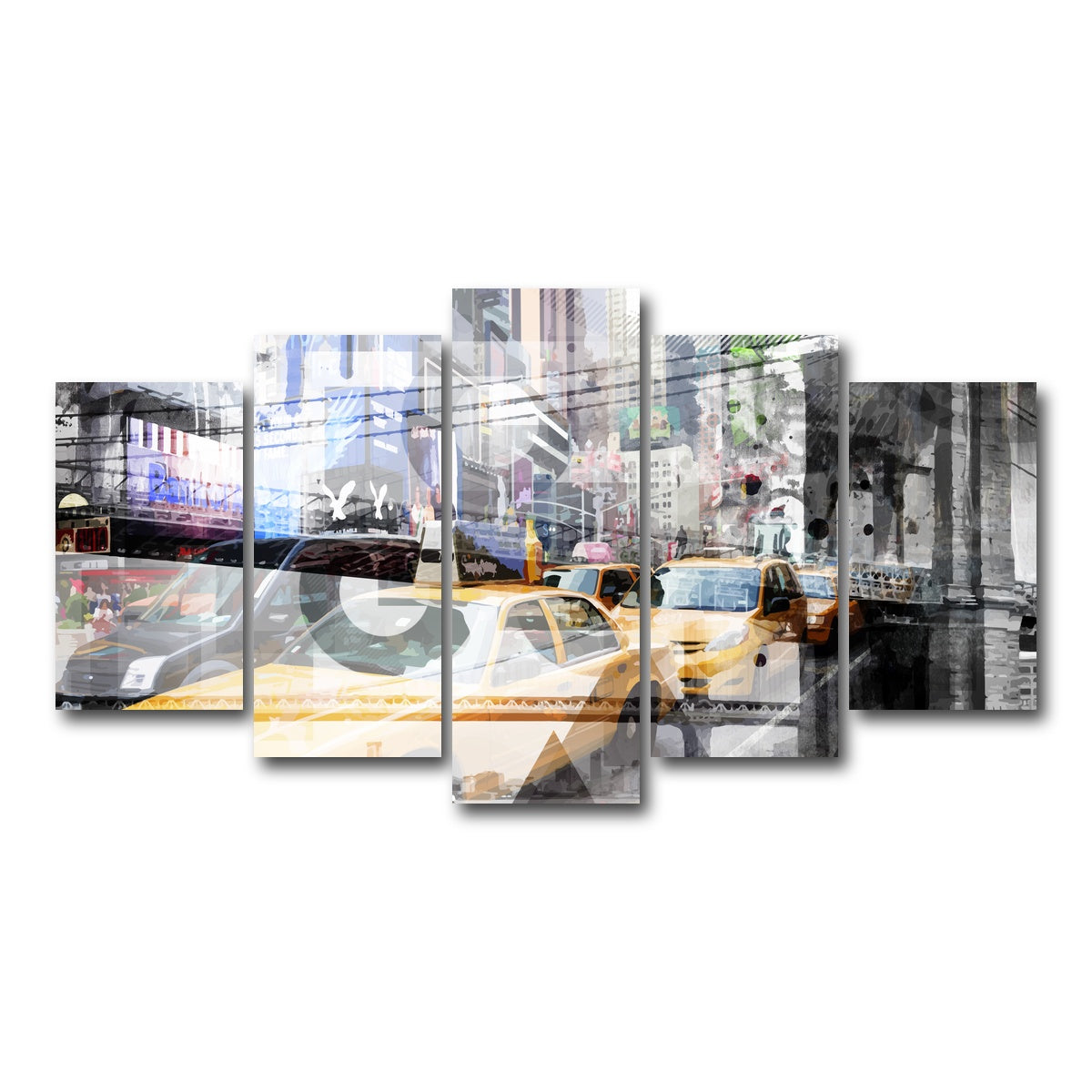 AUTO-MOCKUP WHITE | New York City Geometric Mix No. 9 | 5 Piece | Gallery Wrap Canvas | group=5_normal