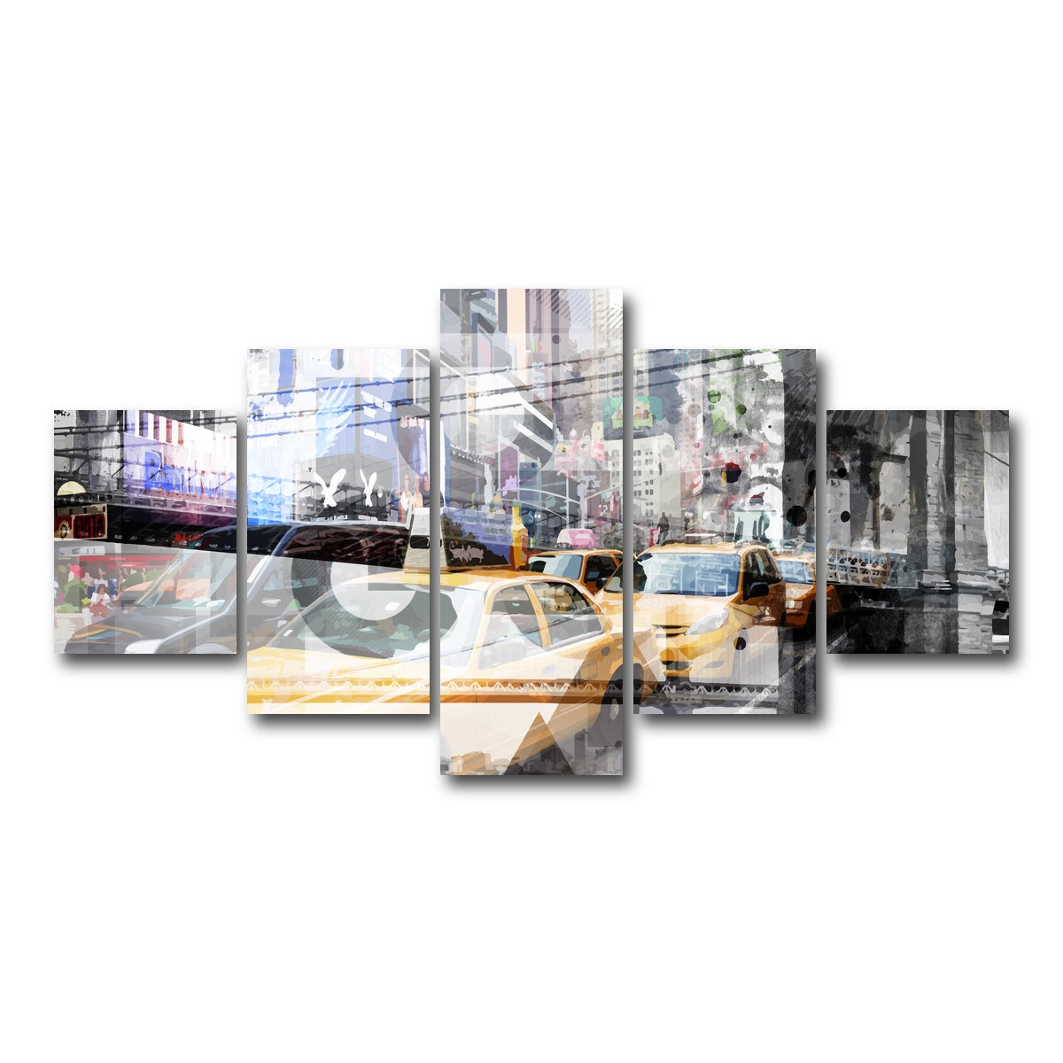 AUTO-MOCKUP WHITE | New York City Geometric Mix No. 9 | 5 Piece | Gallery Wrap Canvas | group=5_short