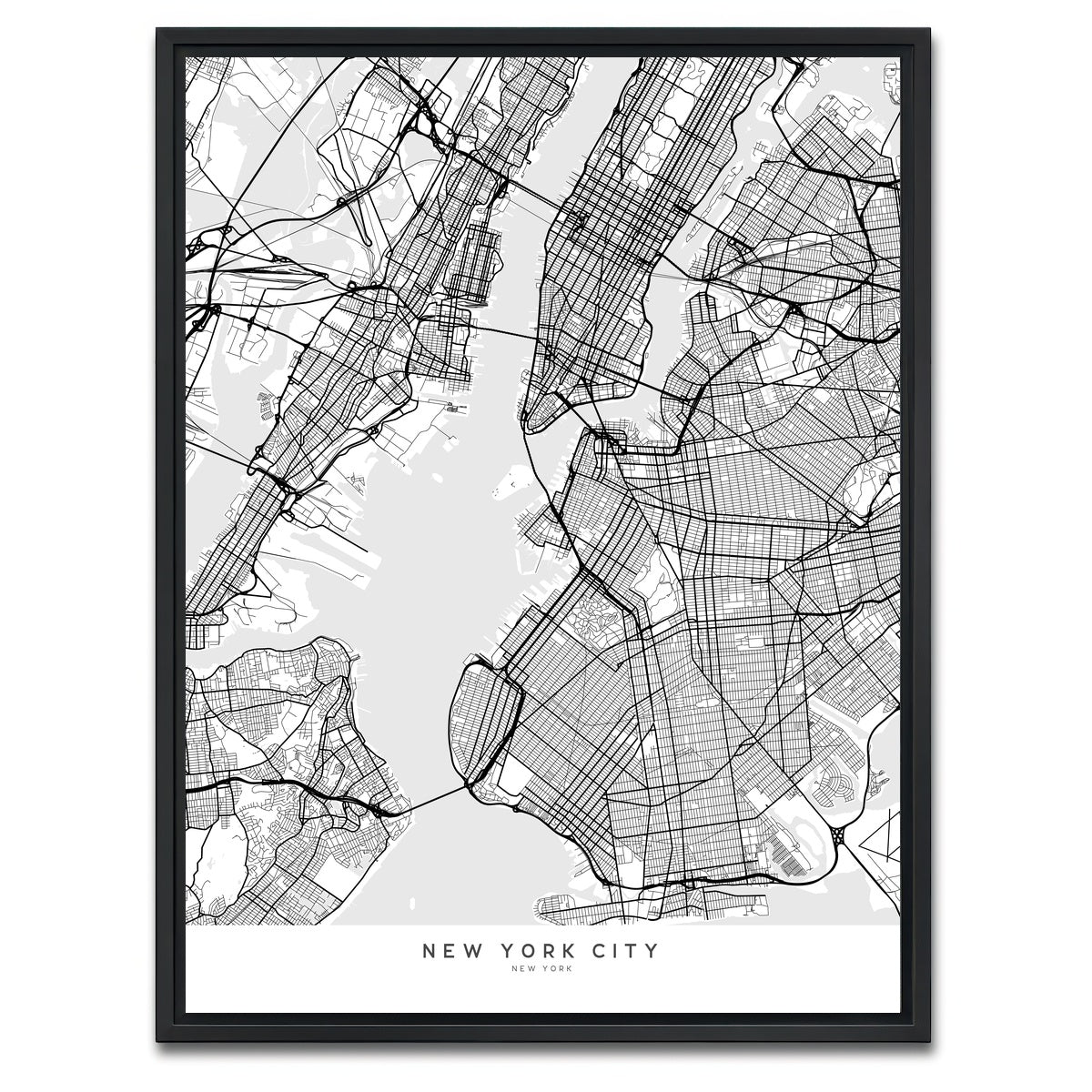AUTO-MOCKUP WHITE | New York City Map | 1 Piece | Black Framed Canvas | group=3x4
