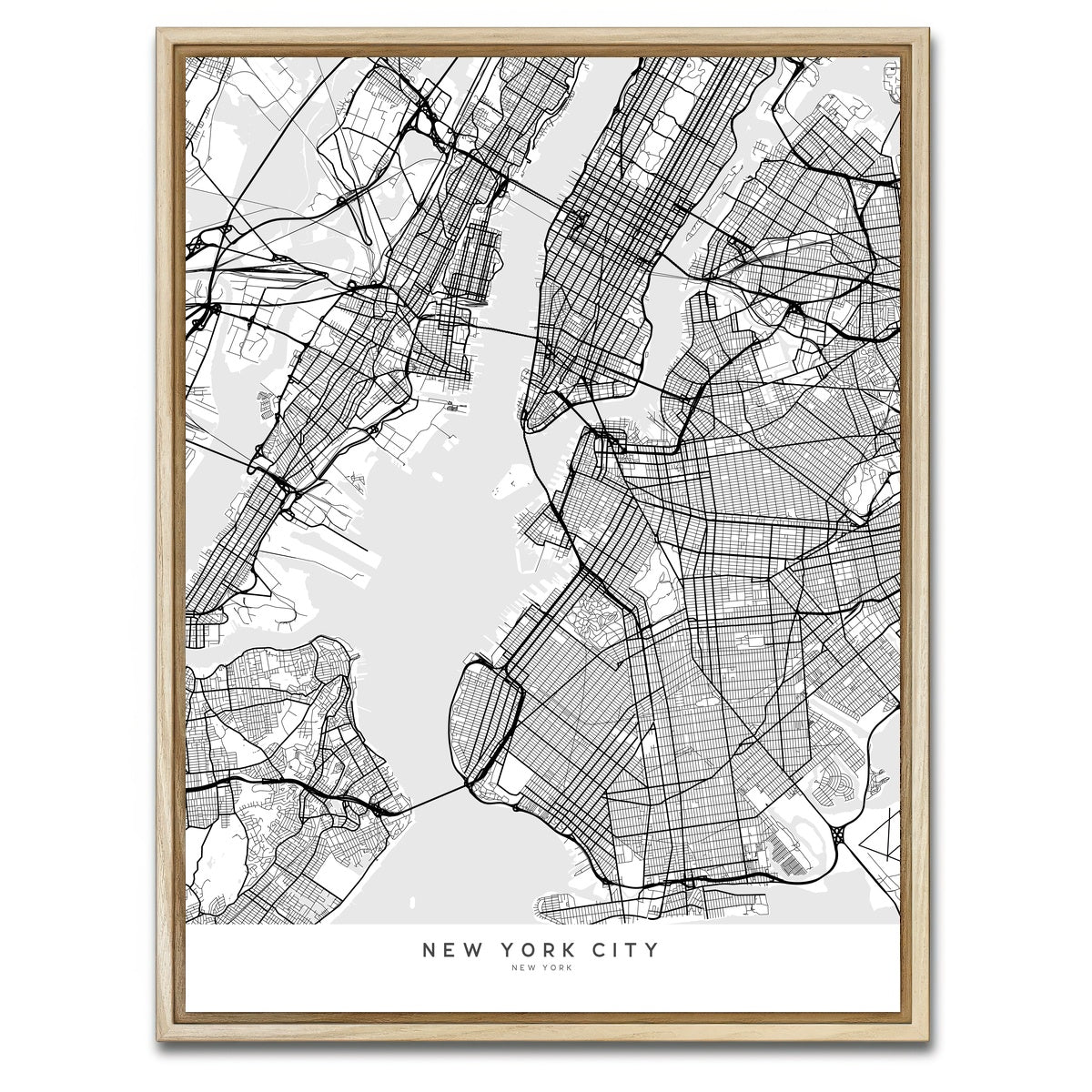 AUTO-MOCKUP WHITE | New York City Map | 1 Piece | Natural Framed Canvas | group=3x4