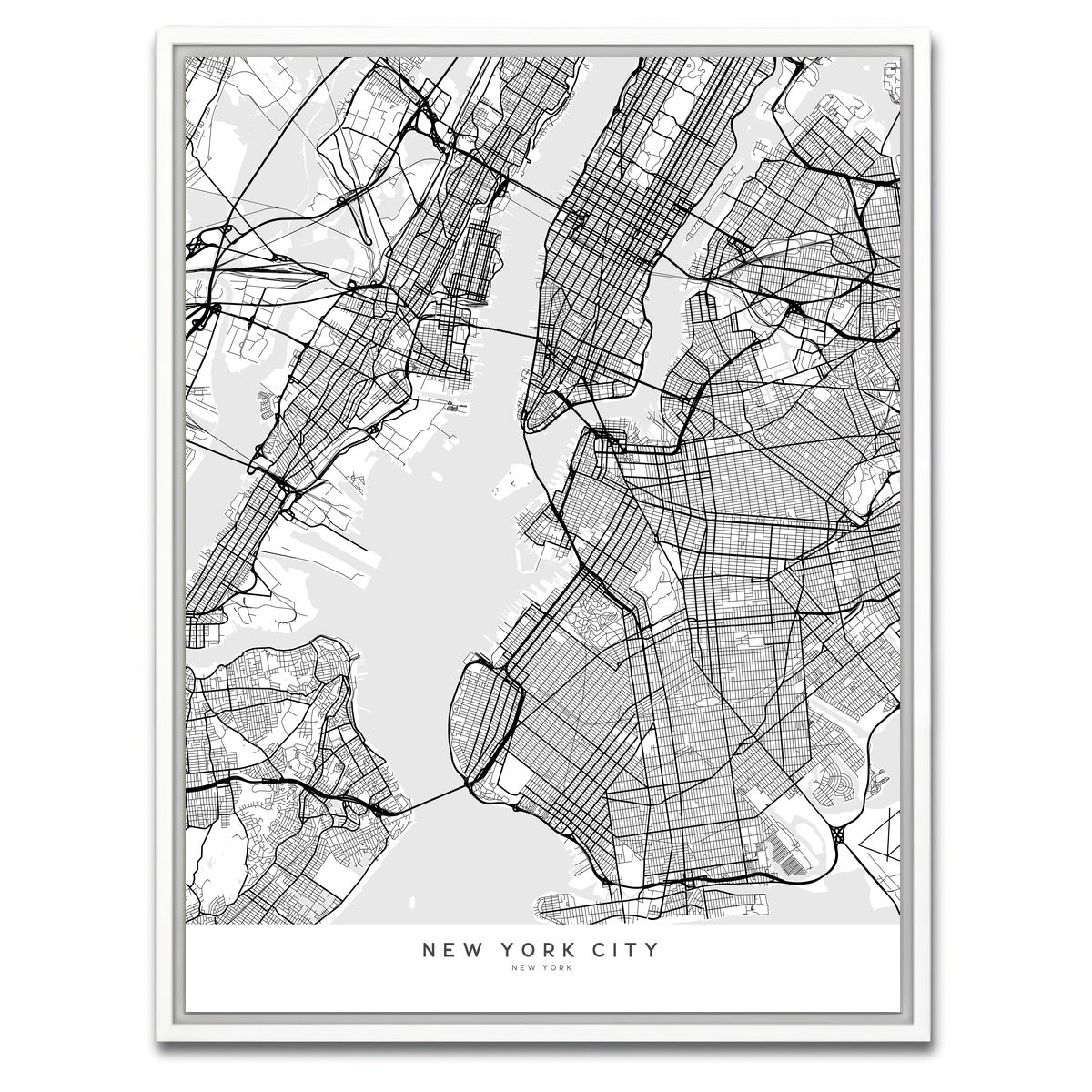 AUTO-MOCKUP WHITE | New York City Map | 1 Piece | White Framed Canvas | group=3x4