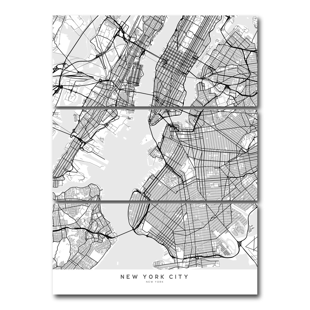 AUTO-MOCKUP WHITE | New York City Map | 3 Piece | Gallery Wrap Canvas | group=8x18_stacked