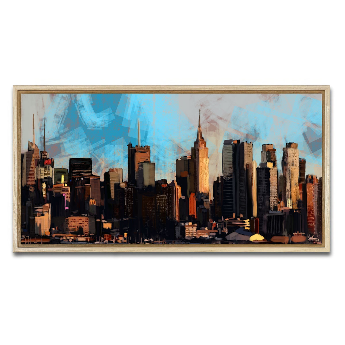 AUTO-MOCKUP WHITE | New York City Skyline | 1 Piece | Natural Framed Canvas | group=2x1