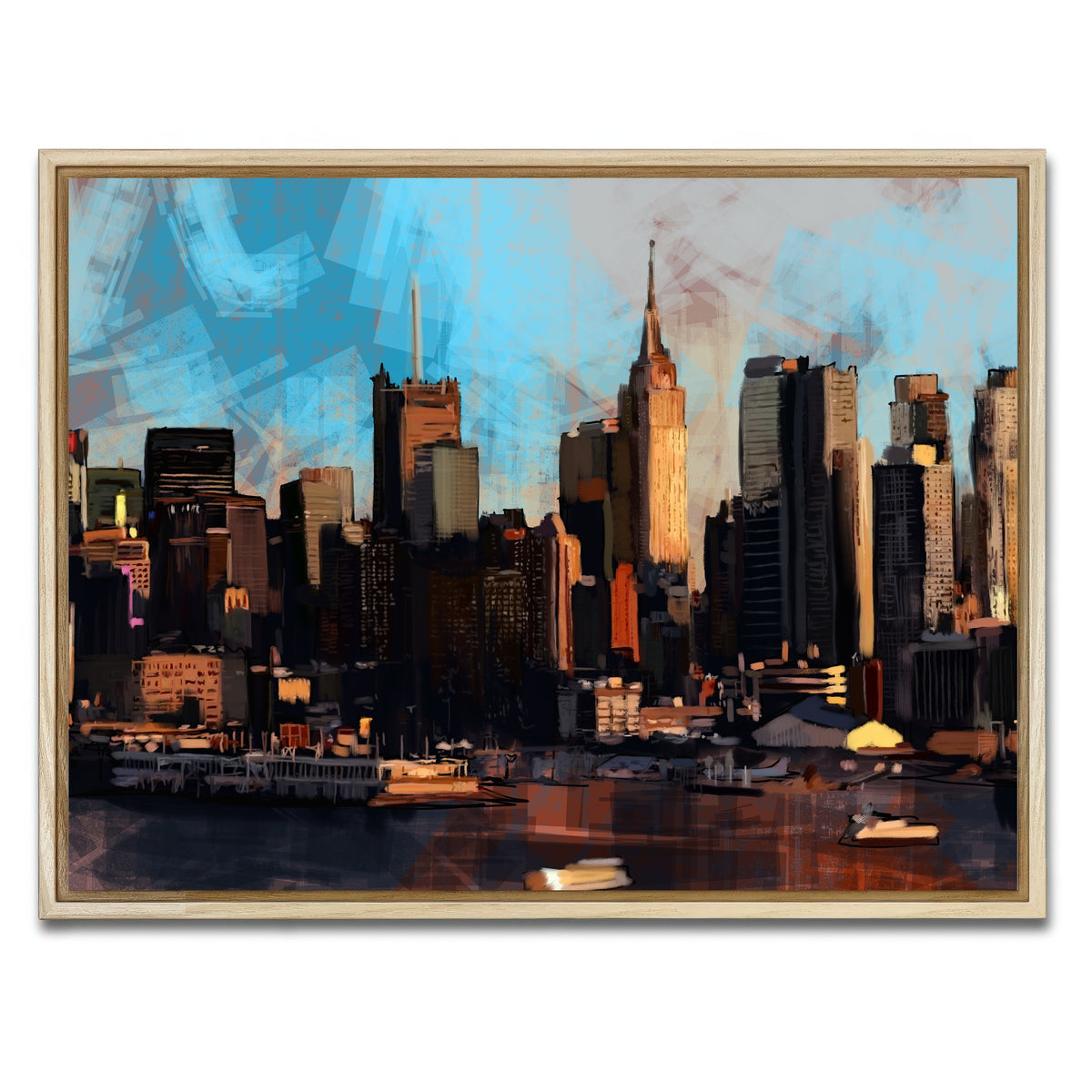 AUTO-MOCKUP WHITE | New York City Skyline | 1 Piece | Natural Framed Canvas | group=4x3