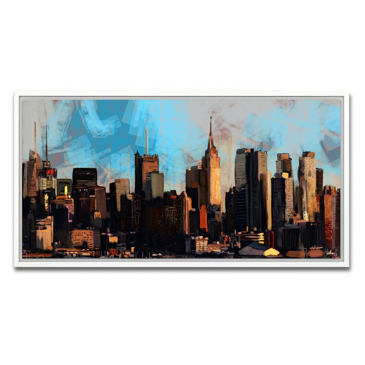 AUTO-MOCKUP WHITE | New York City Skyline | 1 Piece | White Framed Canvas | group=2x1
