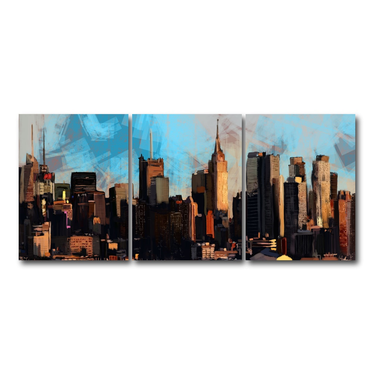 AUTO-MOCKUP WHITE | New York City Skyline | 3 Piece | Gallery Wrap Canvas | group=18x24