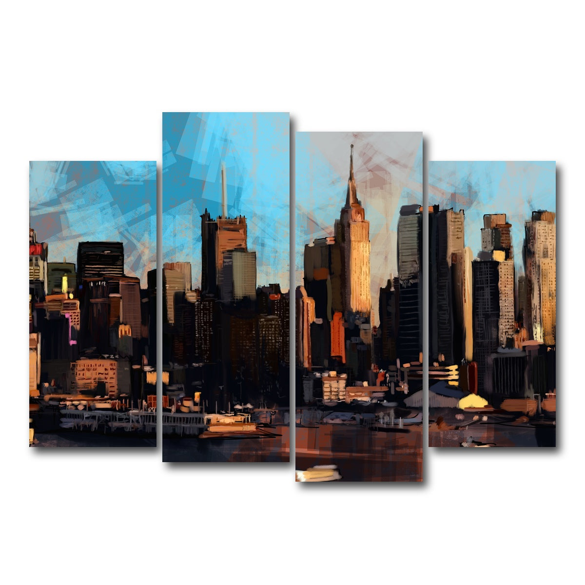 AUTO-MOCKUP WHITE | New York City Skyline | 4 Piece | Gallery Wrap Canvas | group=4_normal