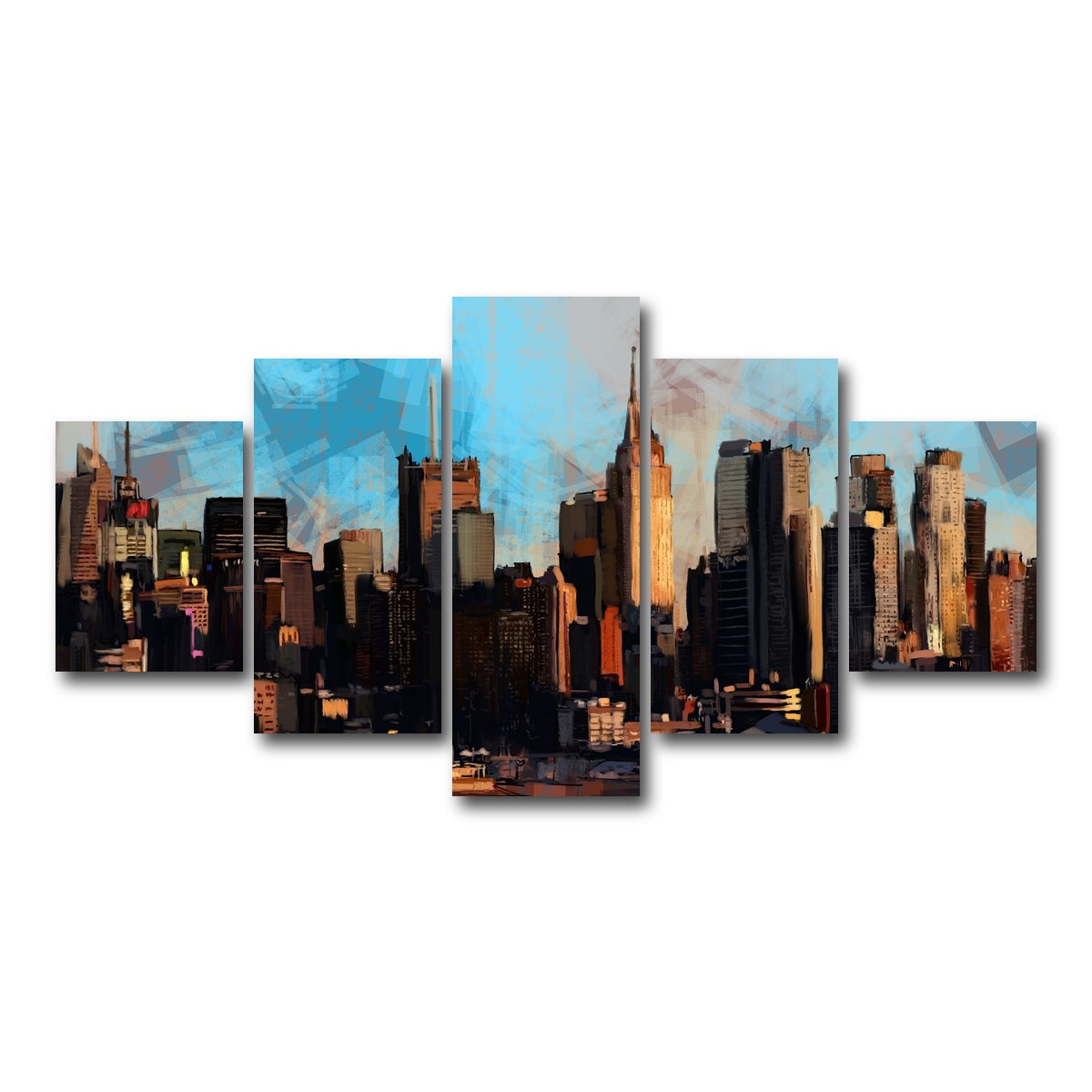 AUTO-MOCKUP WHITE | New York City Skyline | 5 Piece | Gallery Wrap Canvas | group=5_short