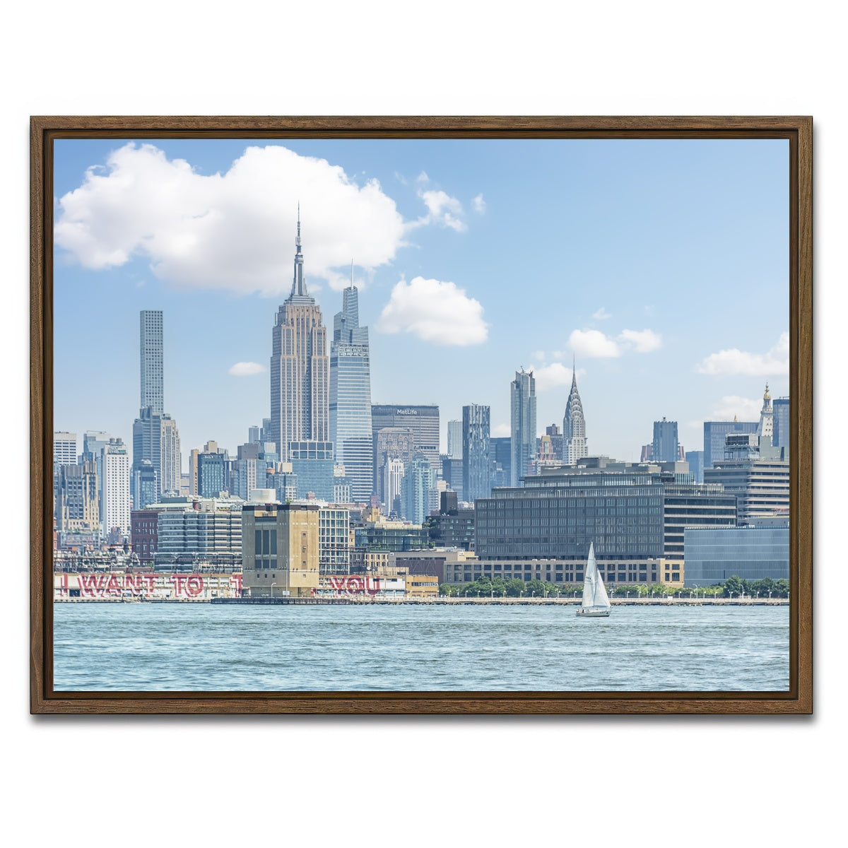 AUTO-MOCKUP WHITE | New York City | 1 Piece | Walnut Framed Canvas | group=4x3
