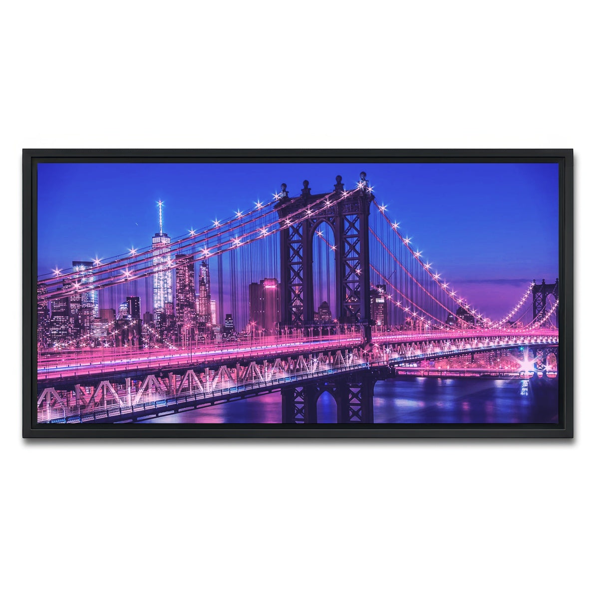 AUTO-MOCKUP WHITE | New York Manhattan Bridge | 1 Piece | Black Framed Canvas | group=2x1