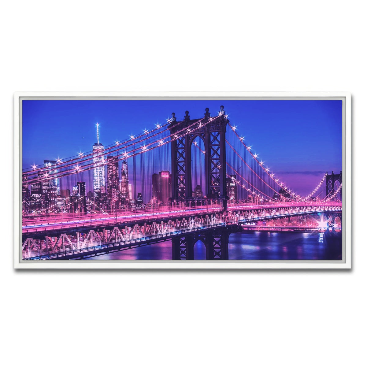AUTO-MOCKUP WHITE | New York Manhattan Bridge | 1 Piece | White Framed Canvas | group=2x1